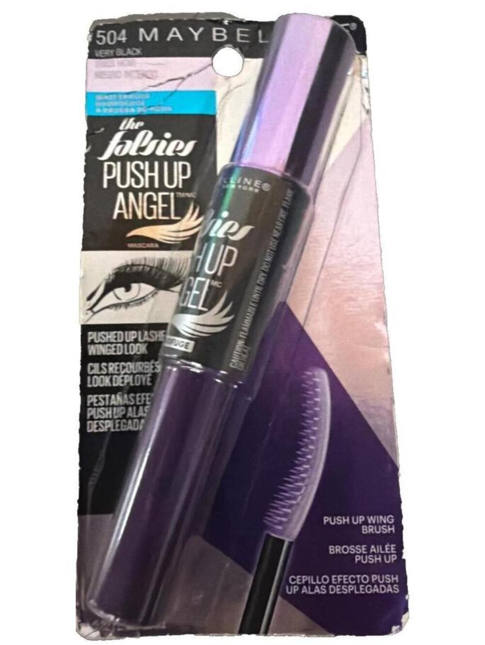 Maybelline The Falsies Push Up Angel Mascara 504 Very Black Washable New